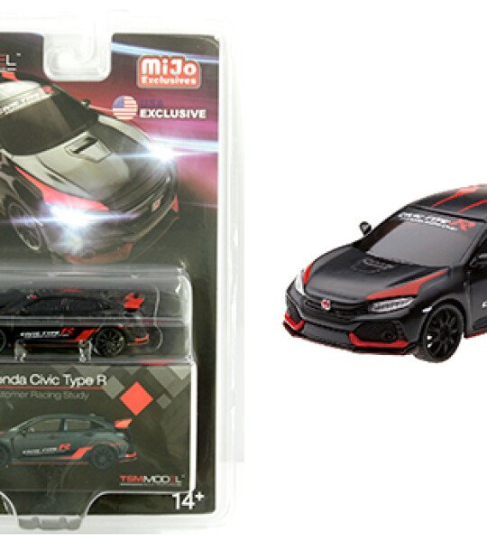 MODELO ESCALA 1:64 2017 Honda Civic Type R (FK8)(LHD)(Matte Black) Customer Racing Study – MiJo Exclusives