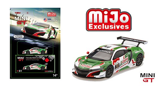 MODELO ESCALA 1:64 Honda NSX GT3 #30 24HR SPA Castrol (Green/White) – MiJo Exclusives