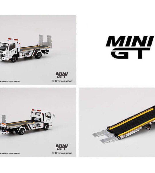 MODELO ESCALA 1:64 Isuzu N-Series Vehicle Transporter Liberty Walk (LBWK)(White) - GRUA