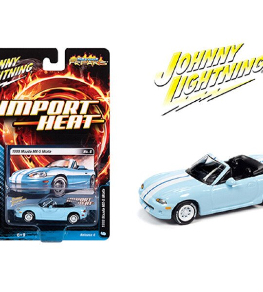 MODELO ESCALA 1:64 Import Heat 1999 Mazda MX5 Miata Light Blue
