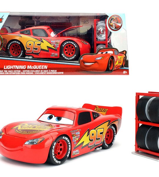 MODELO ESCALA 1:24 Lightning McQueen With Tire Rack – Disney Pixar Cars – RAYO MCQUEEN