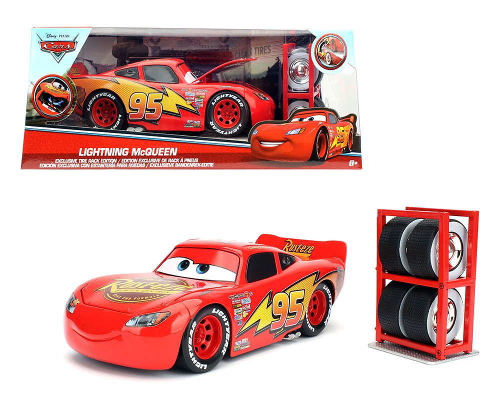 MODELO ESCALA 1:24 Lightning McQueen With Tire Rack – Disney Pixar Cars – RAYO MCQUEEN
