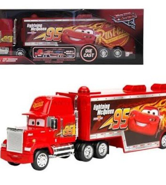 Jada 1:24 Mack Truck Disney Pixar Cars Die-Cast Model Car w/Trailer MCQUEEN