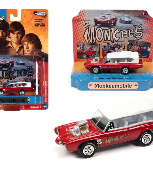 MODELO Johnny Lightning 1:64 The Monkees Monkeemobile with Tin Display – Dioramas 2023 Release 1