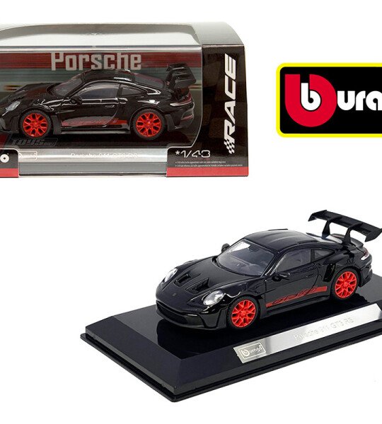 Bburago 1:43 Porsche 911 GT3 RS with Acrylic Case – Black – Race Series