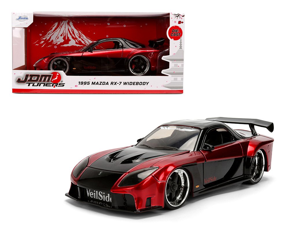 Jada 1:24 1995 Mazda RX-7 Widebody – Black/Red – JDM Tuners