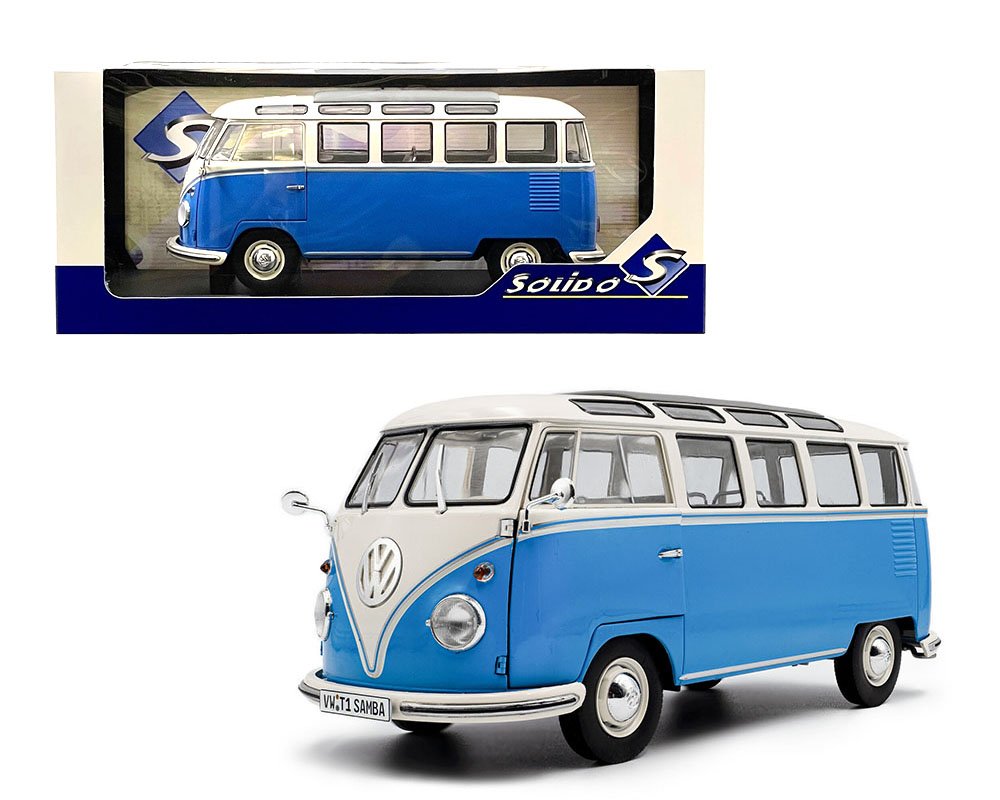 Solido 1:18 1962 Volkswagen T1 Samba – Blue/White MICROBUS VW