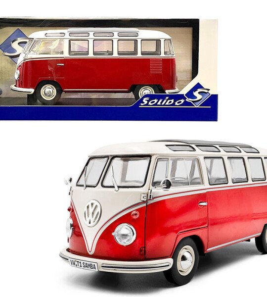 Solido 1:18 1962 Volkswagen T1 Samba – Red/White MICROBUS VW