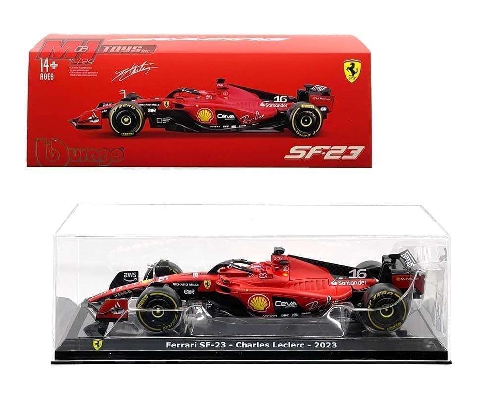 Bburago 1:24 Race F1 Ferrari SF-23 #16 Charles Leclerc with Showcase - CON VITRINA INCLUIDA