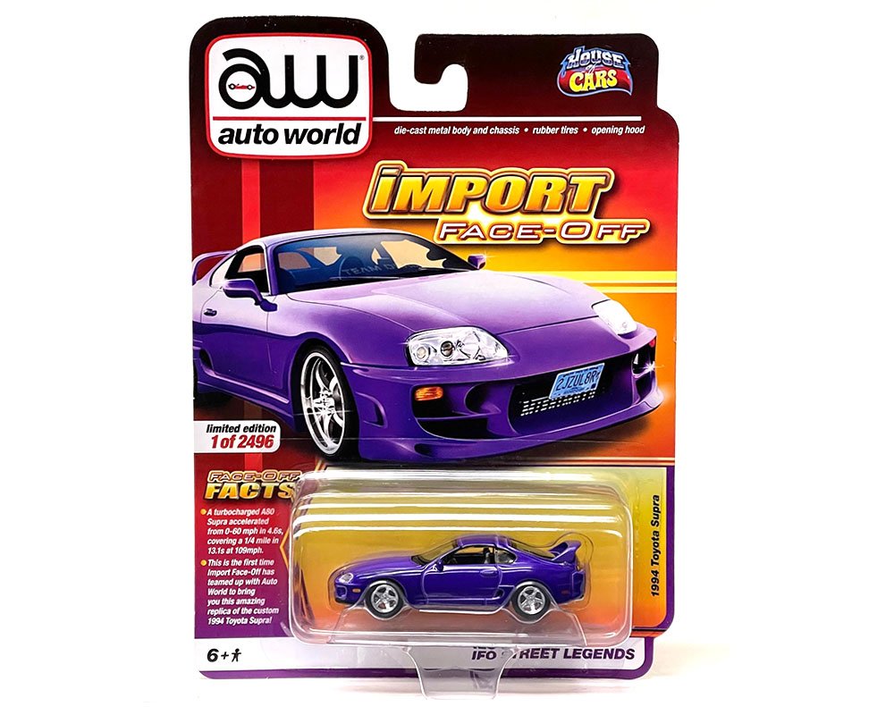 MODELO ESCALA 1:64 1994 Toyota Supra Import Face-Off Limited 2,496 – Purple – HOC Exclusives 2023