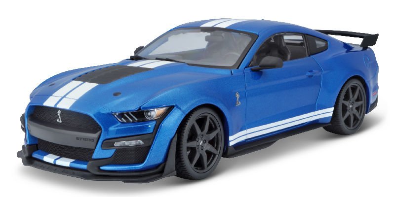MODELO ESCALA 1/18 2020 Mustang Shelby GT 500 in Blue with White Stripes
