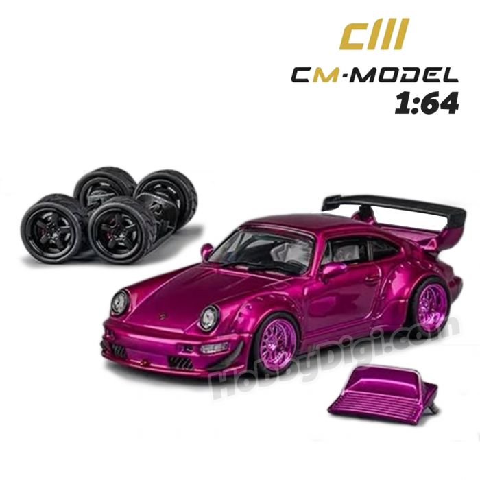 CM Model 1:64 Diecast Model Car - Porsche RWB 964 Widebody Metallic Purple [Indonesia Exclusive]  - MADE IN JAPAN
