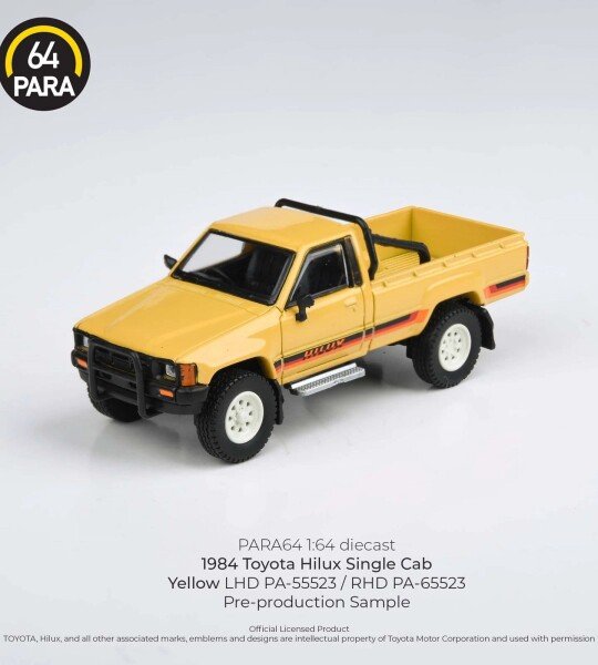 MODELO ESCALA 1/64 1984 TOYOTA HILUX SINGLE CAB YELLOW - PICKUP PARA64