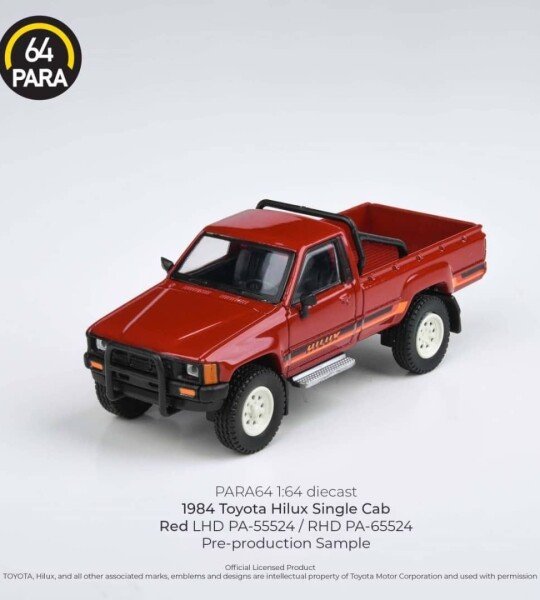MODELO ESCALA 1/64 1984 TOYOTA HILUX SINGLE CAB RED - PICKUP PARA64