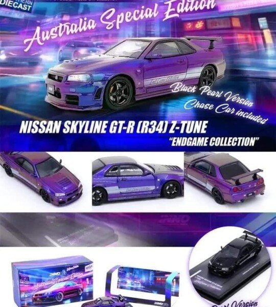 MODELO ESCALA 1/64 NISSAN SKYLINE GT-R (R34) Z-TUNE ENDGAME AUSTRALIA - INNO64 JAPAN