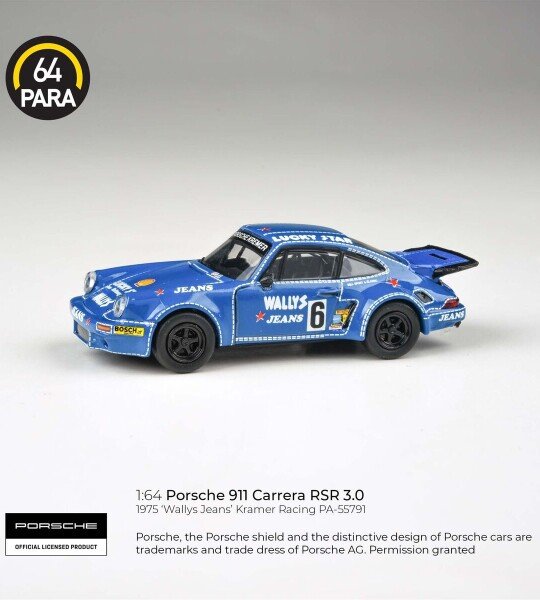 MODELO PARA64 1:64 1974 Porsche 911 3.0 RSR ‘Wally’s Jeans’ – /BLUE (azul)