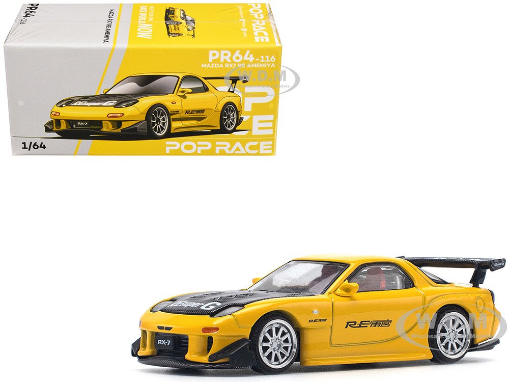 MODELO POPRACE 1:64 Mazda RX-7 (FD3S) RE-AMEMIYA Widebody – Yellow - JAPAN