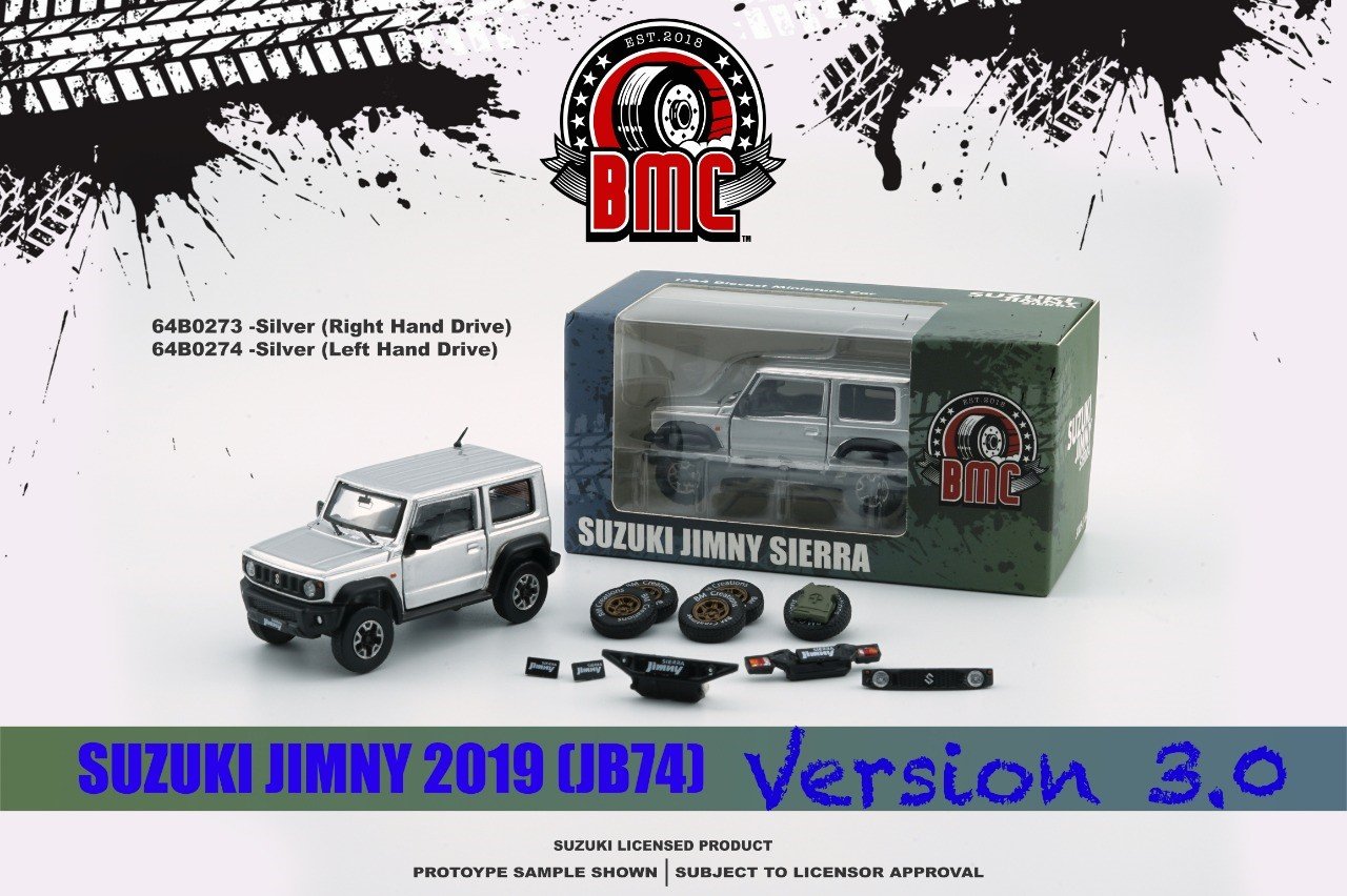 MODELO ESCALA 1:64 Suzuki JIMNY (JB74) 2019 – Silver ( LHD ) – SILVER