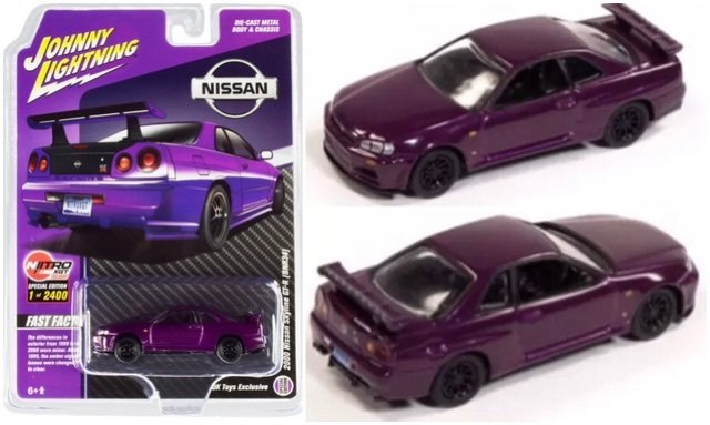 MODELO ESCALA 1/64 NISSAN SKYLINE GTR NITRO XGT GTR BNR34 - purple edition