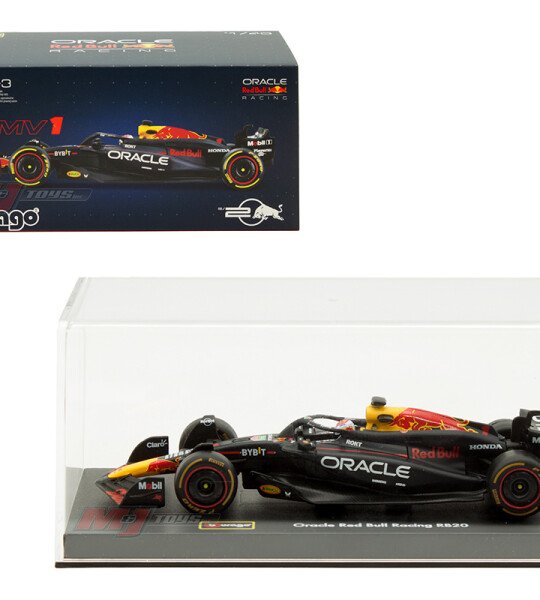 Bburago 1:43 Oracle Red Bull Racing RB20 #1 Max Verstappen in Acrylic Case with Seated Driver – Formula Racing - FORMULA 1