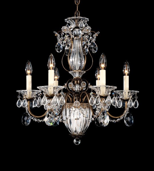 CANDELABRO CRISTAL Bagatelle 7 Light 120V Chandelier in French Gold with Clear Crystals from Swarovski