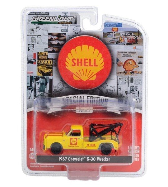Greenlight 1:64 1967 Chevrolet C-30 Wrecker – Shell Roadside Service 24 Hour – Shell Oil Special Edition Series 1 GRUA