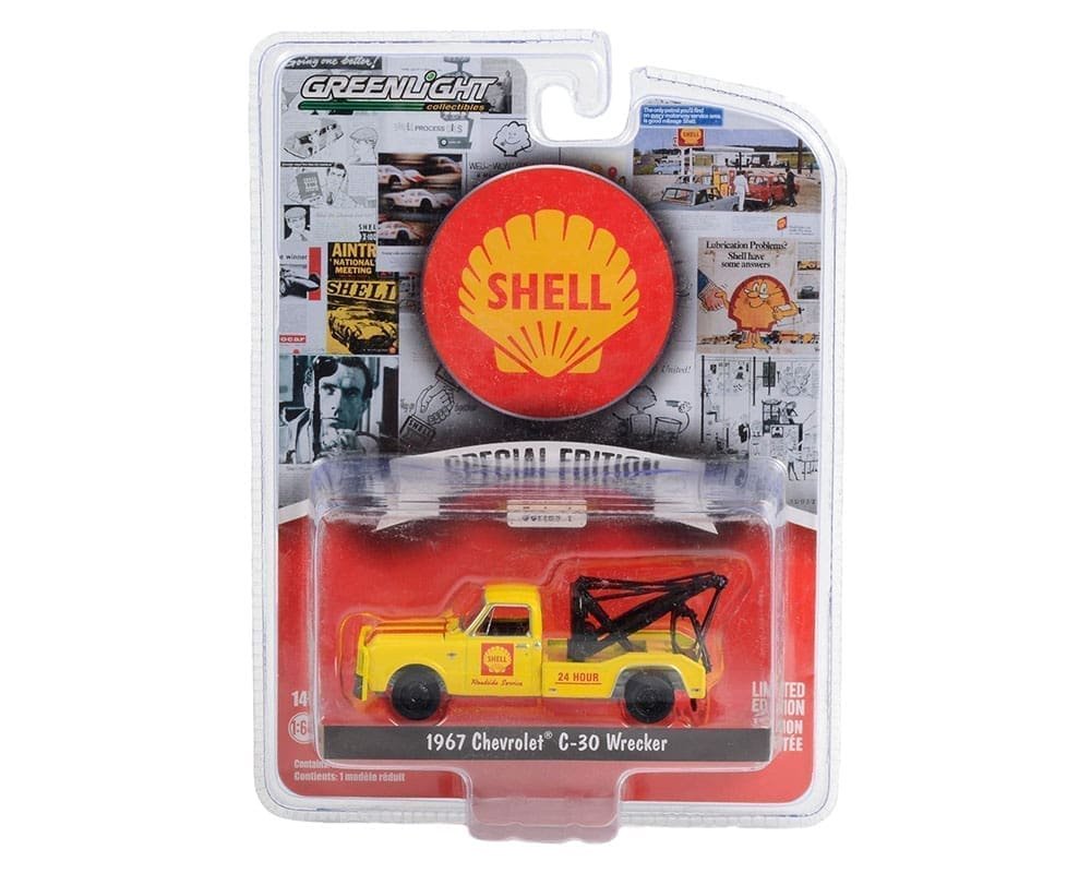 Greenlight 1:64 1967 Chevrolet C-30 Wrecker – Shell Roadside Service 24 Hour – Shell Oil Special Edition Series 1 GRUA