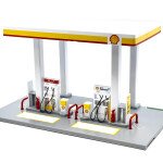 CCA 1:64 Shell Gas Station Playset with Volvo Oil Tanker & Volvo Tow Truck (9.75″ L x 5.5″ W x 5.5″ H) - GASOLINERA