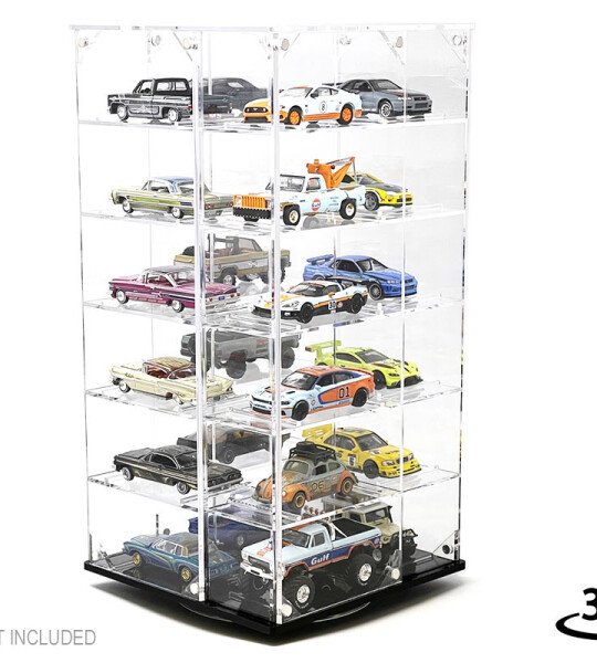 VITRINA MINI GT - Showcase 1:64 24-Cars Display Desk Top Spinner with Cover (6.5″x 6.5″x13.5″) – exhibidor