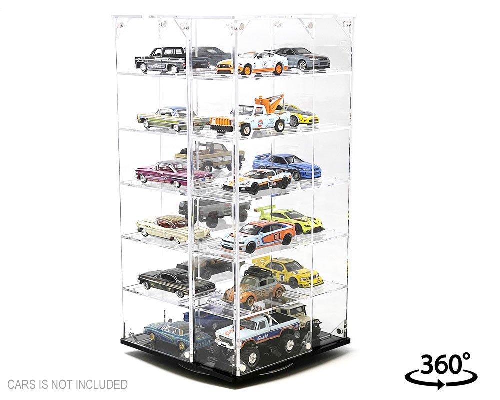 VITRINA MINI GT - Showcase 1:64 24-Cars Display Desk Top Spinner with Cover (6.5″x 6.5″x13.5″) – exhibidor