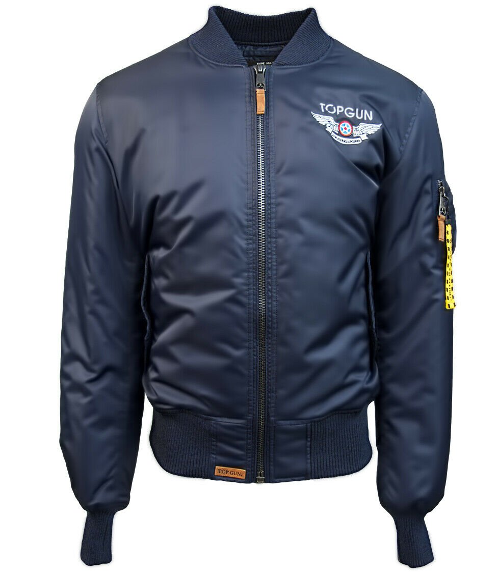 CHAQUETA ORIGINAL Top Gun ® OFICIAL MA-1 Bomber Jacket Navy con parches,