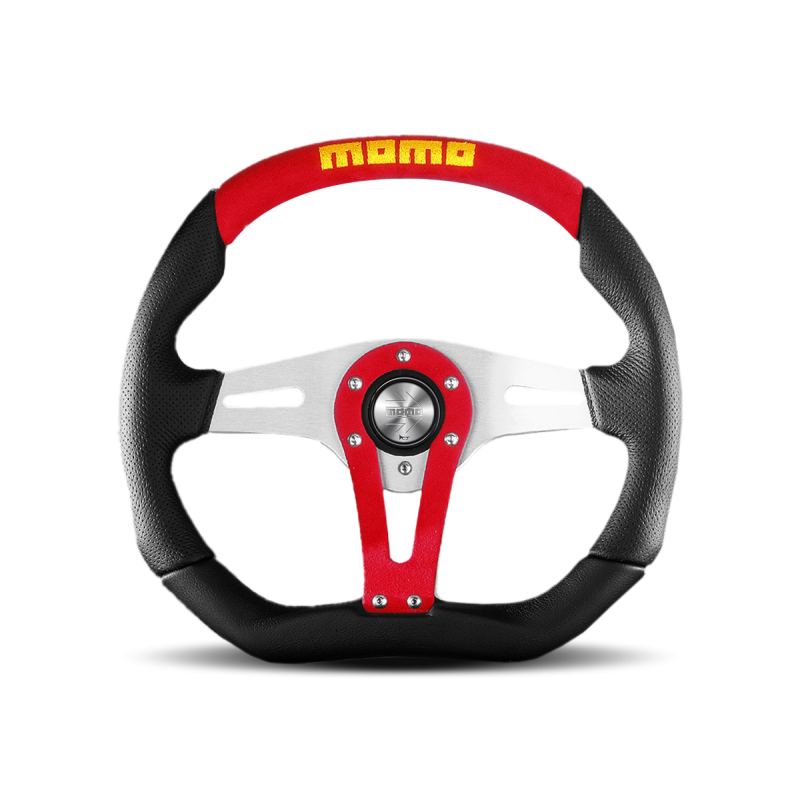 TIMON MOMO TREK ROJO/AZUL/GRIS DE CUERO LEGITIMO MOMO ITALY 350MM