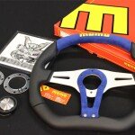 TIMON MOMO TREK ROJO/AZUL/GRIS DE CUERO LEGITIMO MOMO ITALY 350MM