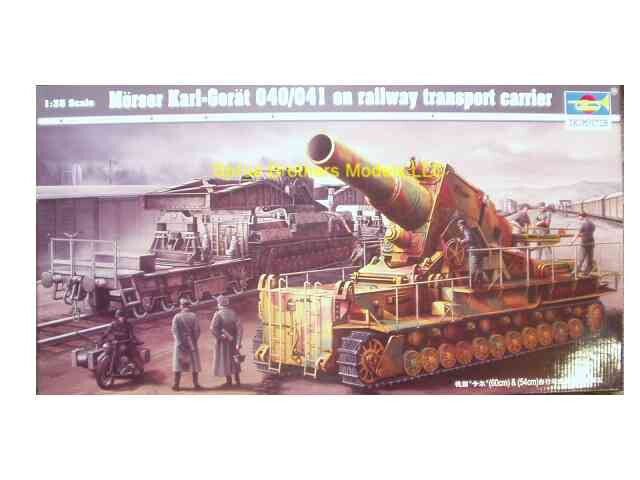 MODELO ESCALA 1:35 Trumpeter Morser Karl-Gerat with Rail Transport Carrier  CAÑON SOBRE RIELES