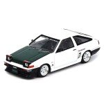 MODELO ESCALA 1/64 TOYOTA Sprinter Trueno AE86 Drift Car White with Green Carbon Fiber Hood